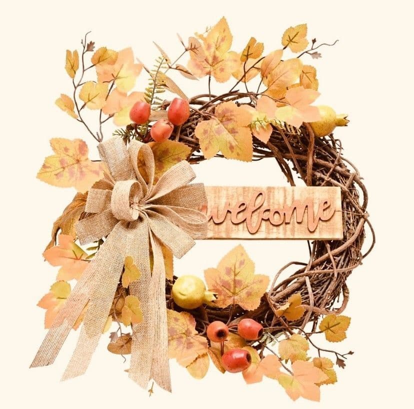 Natural Handmade rustic Autumn Welcome Wreath 40cm home decoration