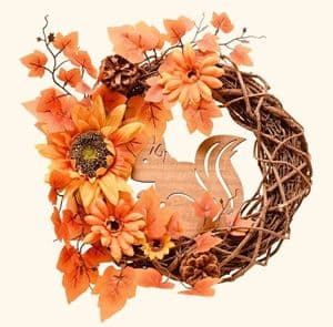 Natural Handmade rustic Autumn Wreath With Squirrel