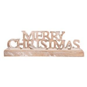 Natural Rustic Merry Christmas Wooden Sign Mantel Plaque
