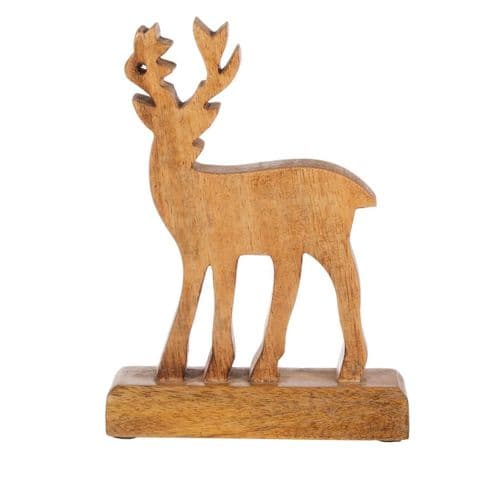 Natural Rustic Wooden Christmas Reindeer Ornament Decoration