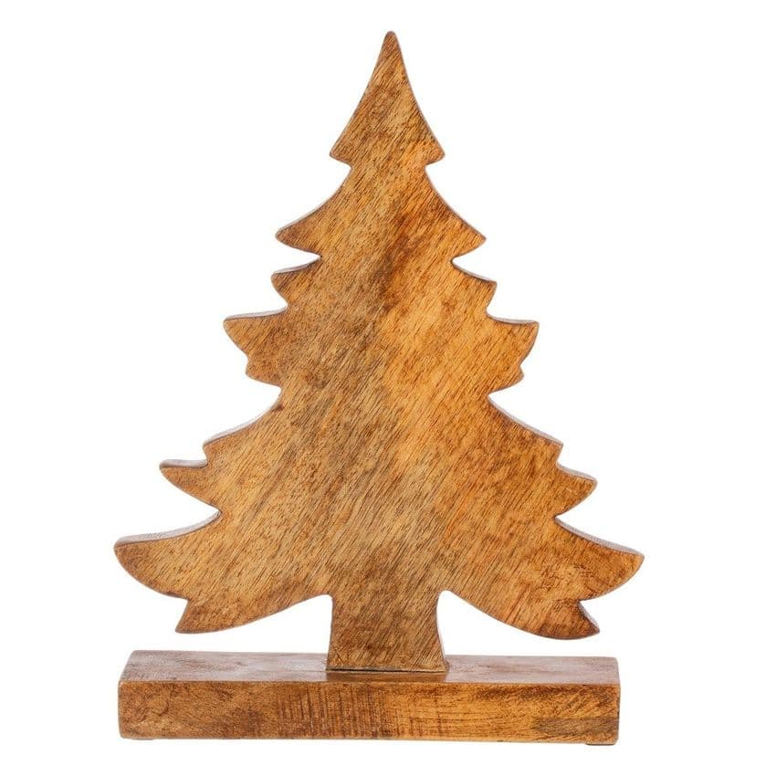 Natural Rustic standing Wooden Christmas Tree - Ornament Decoration - Sustainable Mango Wood available in 2 sizes