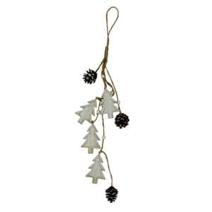 Natural Wooden Christmas Tree Garland - Rustic Christmas Decoration Bunting Hanging Trees and Cones