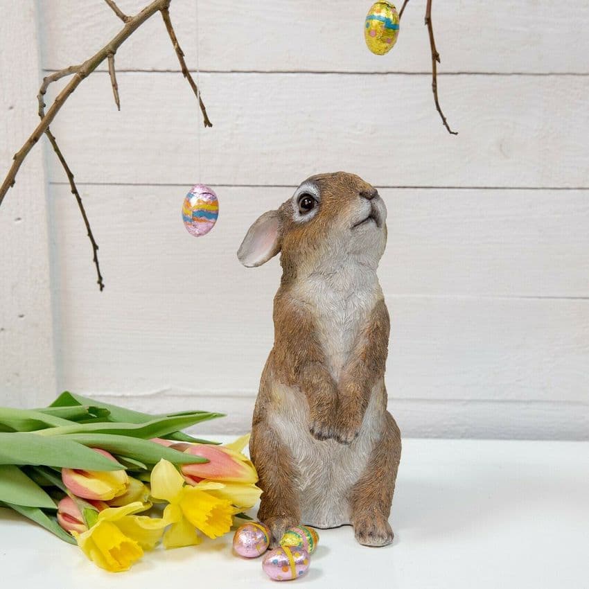 Naturecraft Realistic Bunny Rabbit Figurine Home Ornament - Country Cottage Decoration
