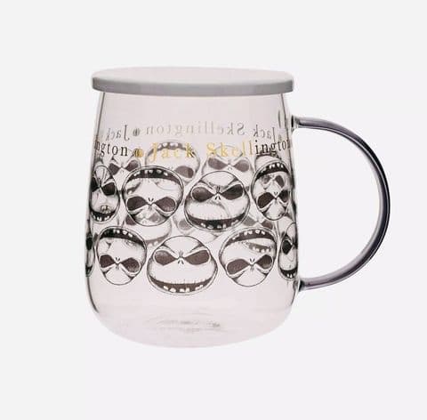 Nightmare Before Christmas Glass Mug with Lid – Jack Skellington | Disney Collectible Drinkware