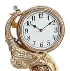 Ornate Bronze Finish Luxury Peacock Mantel Clock With Red Crystals