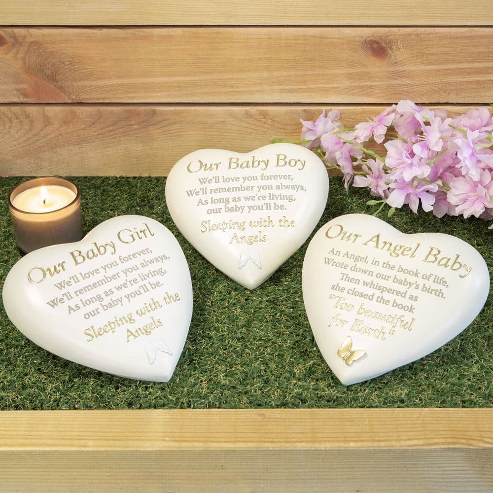 Our Baby Girl Heart Shape Memorial Stone Grave Garden Ornament