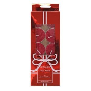 Pack Of 10 Red Glitter Christmas Tealight Candles