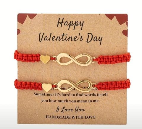 Pair of Handmade Infinity Love Bracelets For Valentines Day