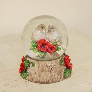 Pair Of Robins Christmas Snow Globe