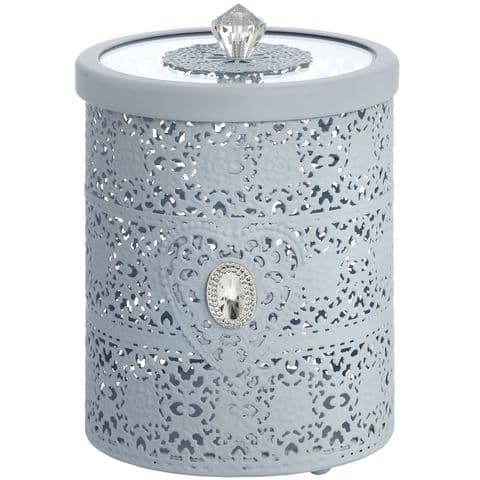 Pale Blue Metal Lace Storage Box - Vintage Style Pale Blue Home Accessory