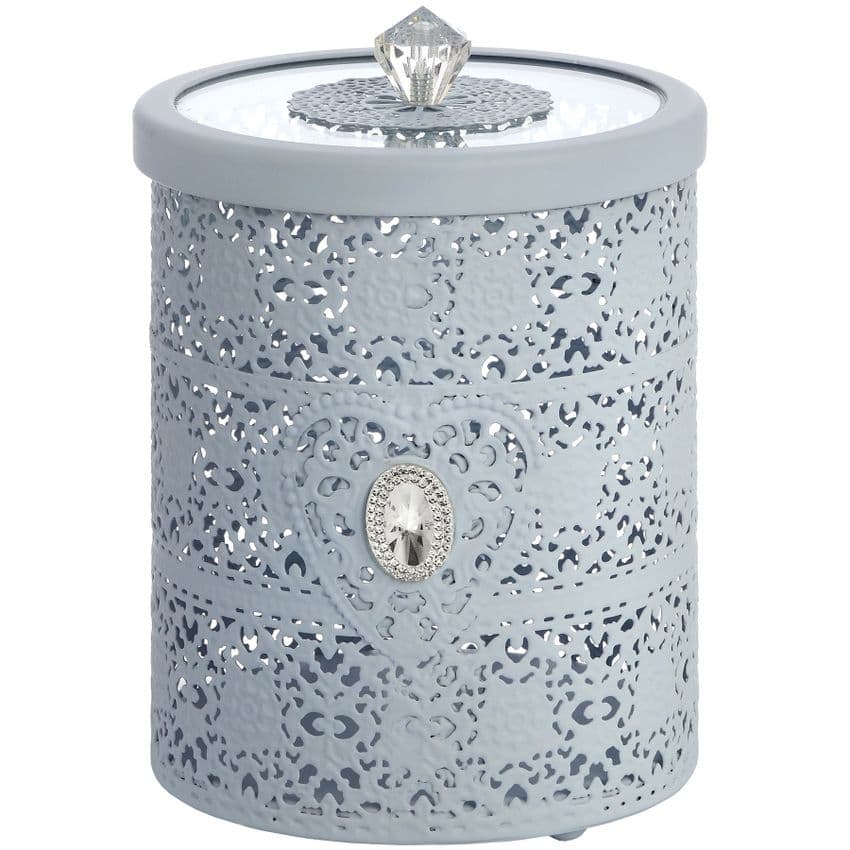 Pale Blue Metal Lace Storage Box - Vintage Style Pale Blue Home Accessory