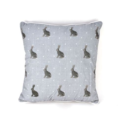 Pale Grey and Cream Printed Rabbit Cushion