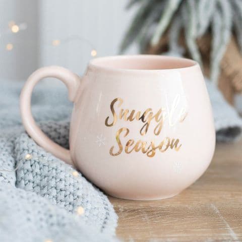 Pale Pink Snuggle Season Ceramic Mug Winter Gift