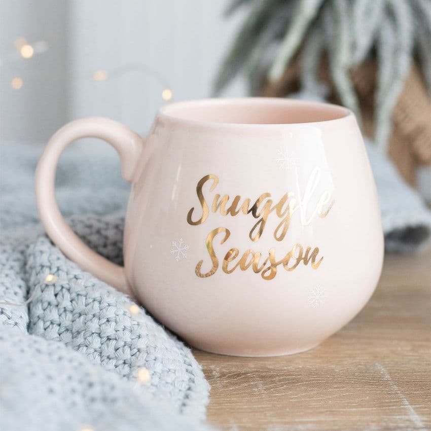Pale Pink Snuggle Season Ceramic Mug Winter Gift - Christmas and birthday present
