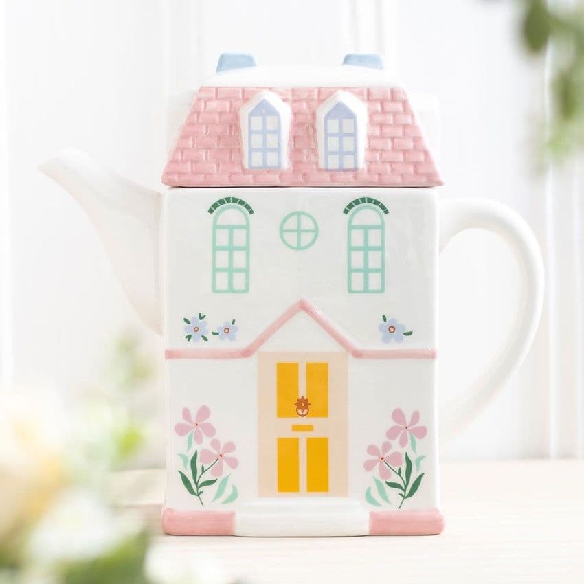 Pastel House Novelty Teapot Tea Lovers Gift ideal for Mothers Day
