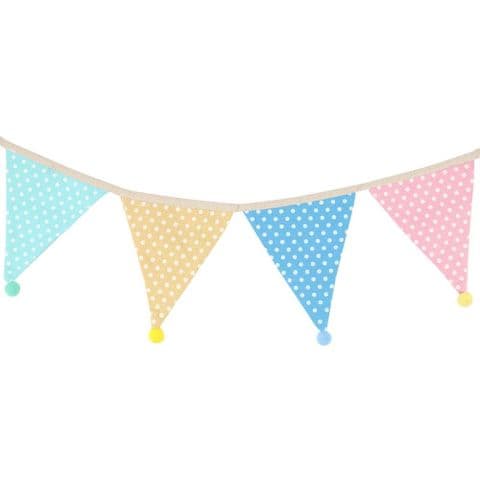 Pastel Spotted Decorative Bunting With Pom Poms