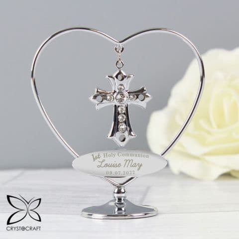 Personalised 1st Holy Communion Crystocraft Cross Keepsake and Cake Topper