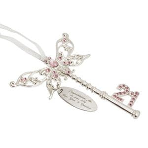 Personalised 21st Birthday Pink Butterfly Key Gift