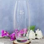 Personalised 25 Years Glass Vase Anniversary Gift