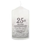 Personalised 25th Silver Wedding Anniversary Candle Gift