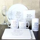 Personalised 25th Silver Wedding Anniversary Hardback Guest Book & Pen Set