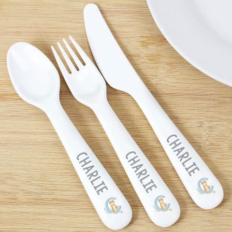 Personalised 3 Peice Cutlery Set Baby Toddler Gift - Choose From 18 Designs