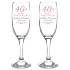 Personalised 40th Ruby Anniversary Gift Pair of Flutes With Gift Box