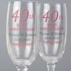 Personalised 40th Ruby Anniversary Gift Pair of Flutes With Gift Box