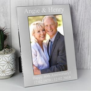 Personalised 4x6 Silver Photo Frame Gift Idea For Anniversary Wedding Birthdays