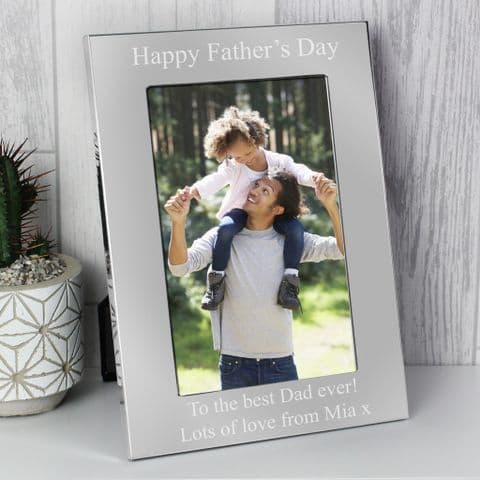 Personalised 4x6 Silver Photo Frame Gift Idea For Dad Daddy Fathers Day