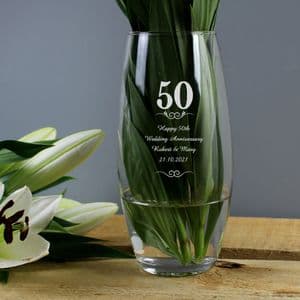 Personalised 50 Years Bullet Vase Anniversary Gift