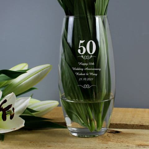Personalised 50 Years Bullet Vase Anniversary Gift