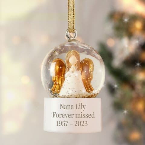 Personalised Angel Glitter Snow Globe Christmas Ornament