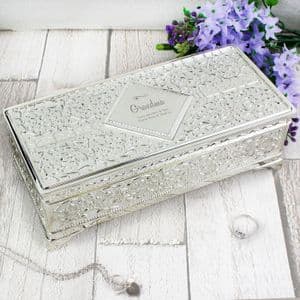 Personalised Antique Silver Plated Jewellery Box Gift For Her
