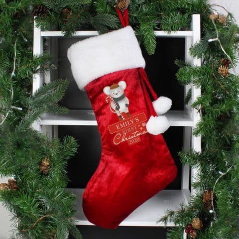 Personalised Baby's First Christmas Stocking Gift - Merry Mouse