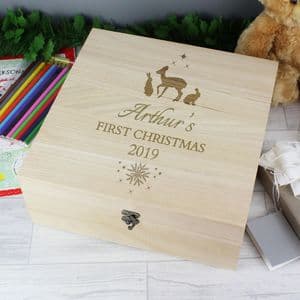 Personalised Baby's First Christmas Wooden Christmas Eve Keepsake Box