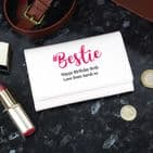 Personalised #Bestie Cream Leather Purse Gift For Best Friend