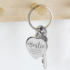 Personalised #Bestie Diamante Heart Keyring Gift For a Best Friend