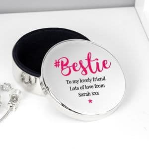 Personalised #Bestie Round Trinket Box