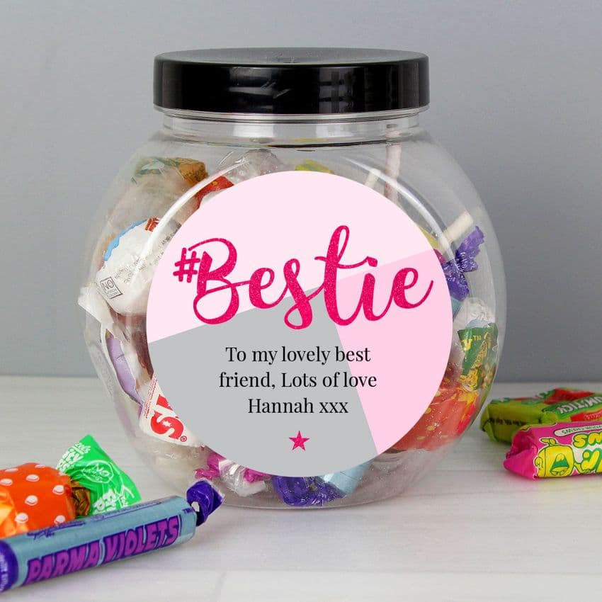 Personalised #Bestie Sweet Jar Gift Idea for best friend party sleepover