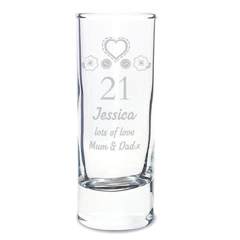 Personalised Birthday Shot Glass Gift Engraved With Any Age, Name and message