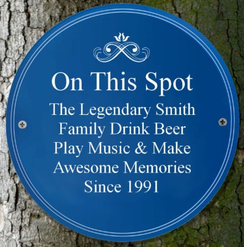 Personalised Blue National Heritage Plaque Garden Sign Quirky Gift For Fathers Day, Birthdays and New Home.