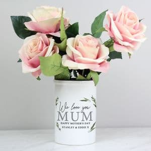 Personalised Ceramic Flower Vase With Botanical Detail