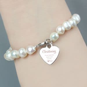 Personalised Christening Freshwater Pearl bracelet gift
