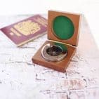 Personalised Chrome Compass In Wooden Box Unique Engraved Gift For Men