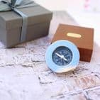 Personalised Chrome Compass In Wooden Box Unique Engraved Gift For Men