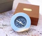 Personalised Chrome Compass In Wooden Box Unique Engraved Gift For Men