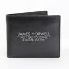 Personalised Classic Black Leather Wallet Gift - Personalised with any name and message