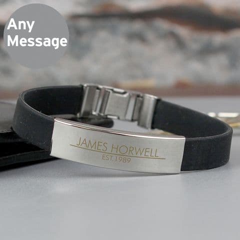 Personalised Classic Stainless Steel Men's Black Bracelet Gift for Birthdays and Fathers Day