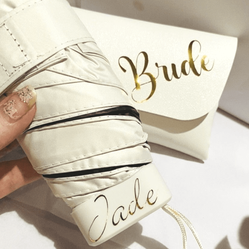 Personalised Compact Umbrella Bridal Gift For The Bride to be.
